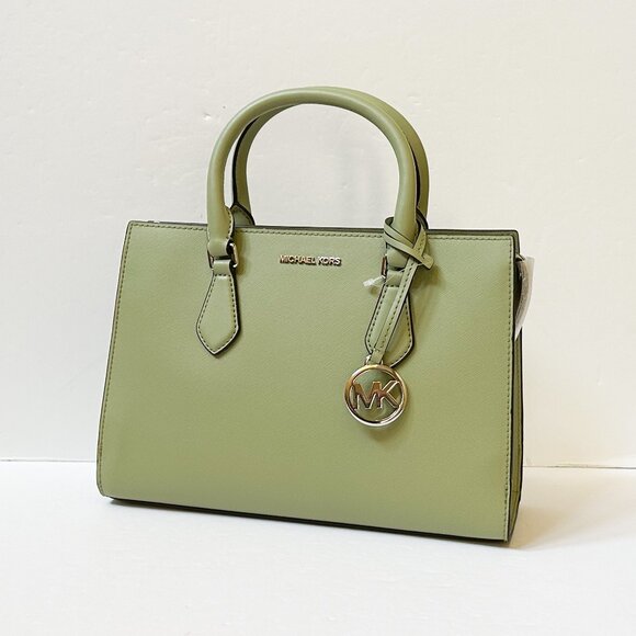 Michael Kors Sheila Medium Satchel Shoulder Crossbody Bag Light Sage - Picture 4 of 12